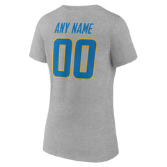 Women's Team Authentic Personalized Name & Number V-Neck T-Shirt - Los Angeles Chargers