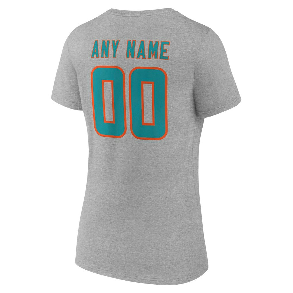 Women's Team Authentic Personalized Name & Number V-Neck T-Shirt - Miami Dolphins