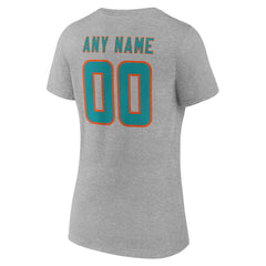 Women's Team Authentic Personalized Name & Number V-Neck T-Shirt - Miami Dolphins