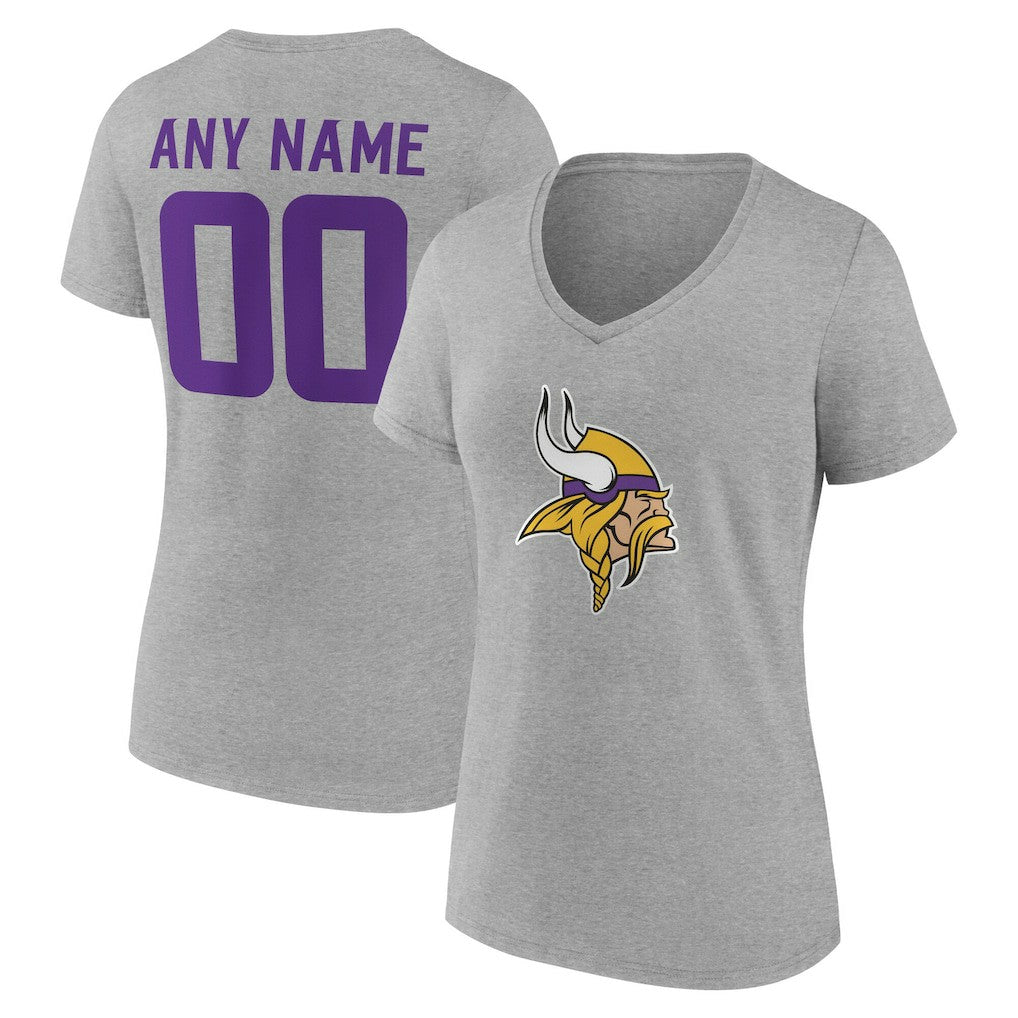 Women's Team Authentic Personalized Name & Number V-Neck T-Shirt - Minnesota Vikings