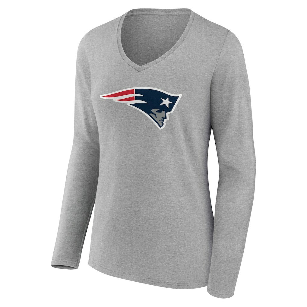 Women's Team Authentic Personalized Name & Number Long Sleeve V-Neck T-Shirt - New England Patriots