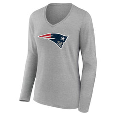 Women's Team Authentic Personalized Name & Number Long Sleeve V-Neck T-Shirt - New England Patriots