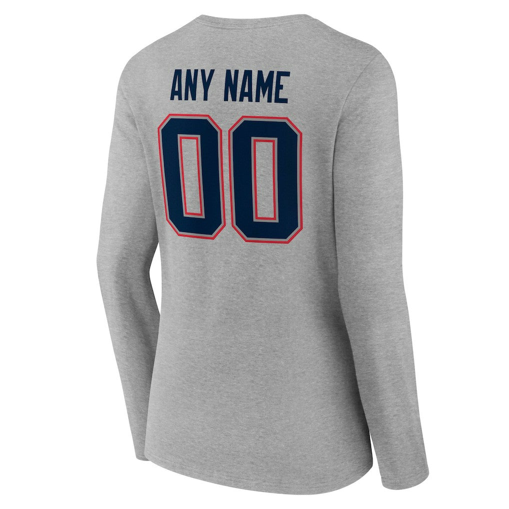 Women's Team Authentic Personalized Name & Number Long Sleeve V-Neck T-Shirt - New England Patriots