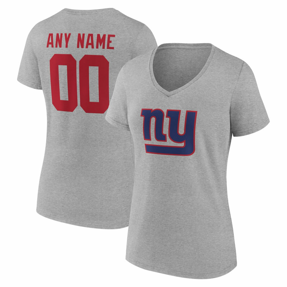 Women's Team Authentic Personalized Name & Number V-Neck T-Shirt - New York Giants
