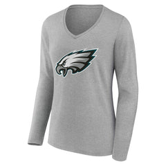Women's Team Authentic Personalized Name & Number Long Sleeve V-Neck T-Shirt - Philadelphia Eagles