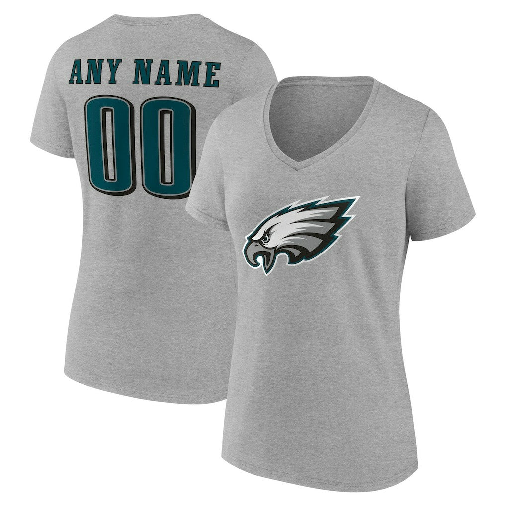 Women's Team Authentic Personalized Name & Number V-Neck T-Shirt - Philadelphia Eagles