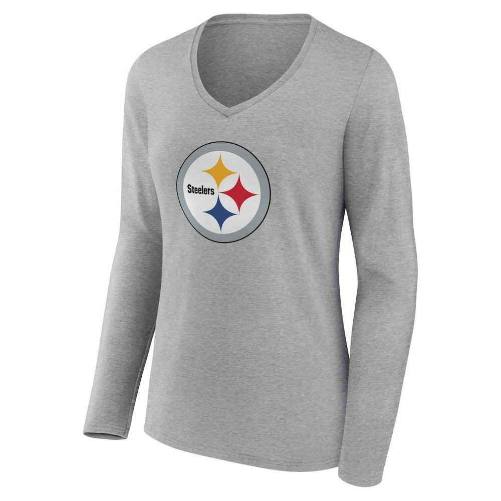 Women's Team Authentic Personalized Name & Number Long Sleeve V-Neck T-Shirt - Pittsburgh Steelers