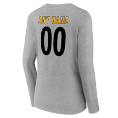 Women's Team Authentic Personalized Name & Number Long Sleeve V-Neck T-Shirt - Pittsburgh Steelers