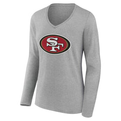 Women's Team Authentic Personalized Name & Number Long Sleeve V-Neck T-Shirt - San Francisco 49ers