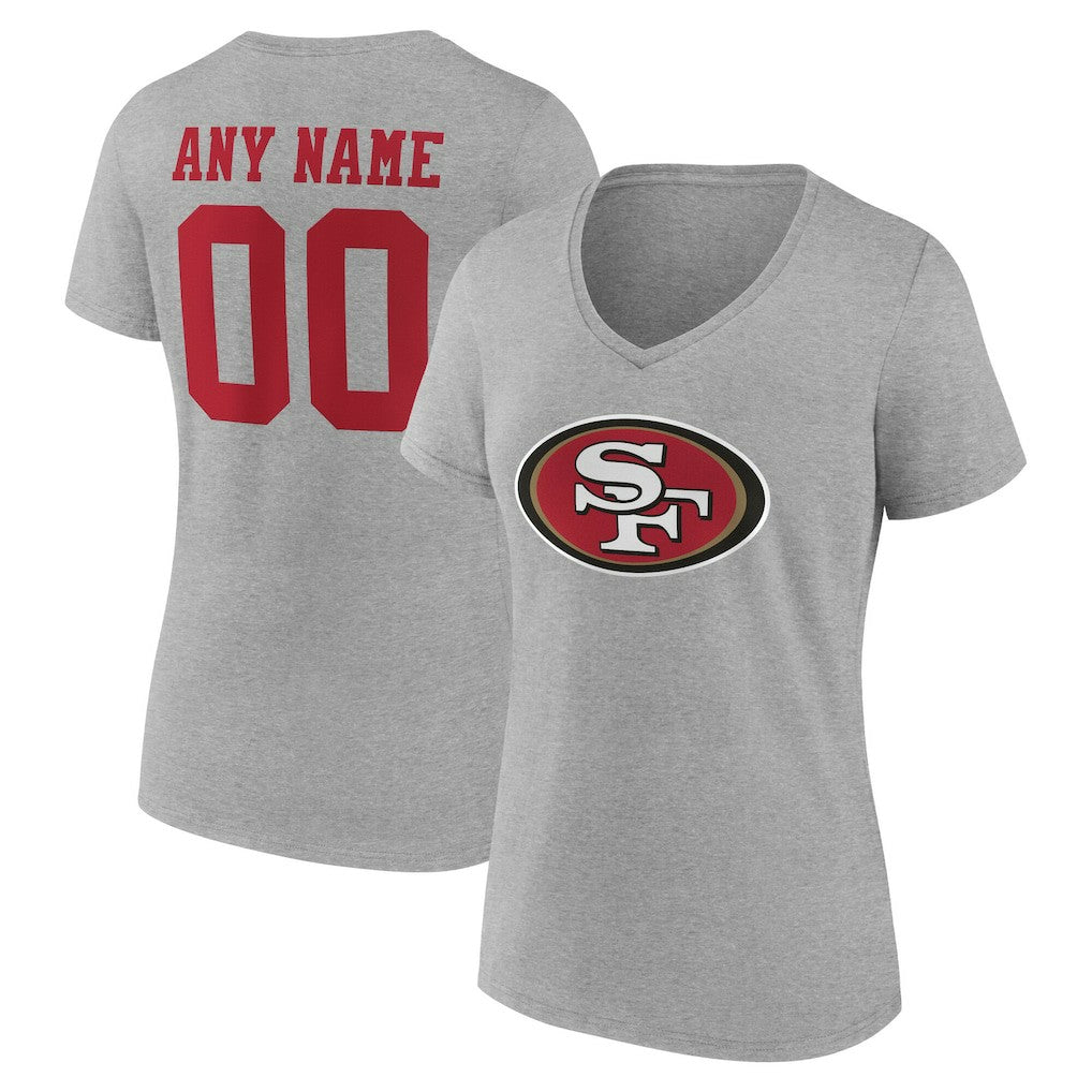 Women's Team Authentic Personalized Name & Number V-Neck T-Shirt - San Francisco 49ers