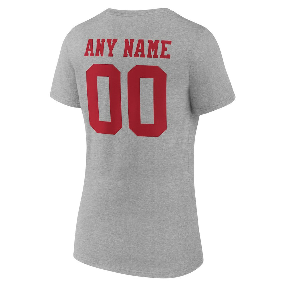 Women's Team Authentic Personalized Name & Number V-Neck T-Shirt - San Francisco 49ers