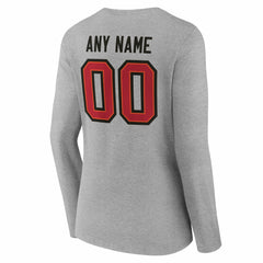Women's Team Authentic Personalized Name & Number Long Sleeve V-Neck T-Shirt - Tampa Bay Buccaneers