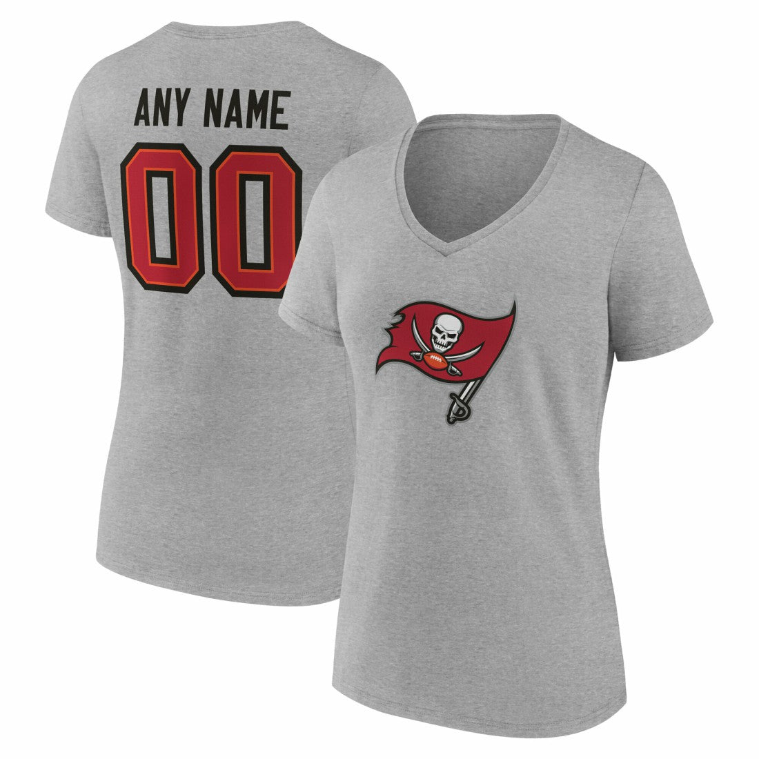 Women's Team Authentic Personalized Name & Number V-Neck T-Shirt - Tampa Bay Buccaneers