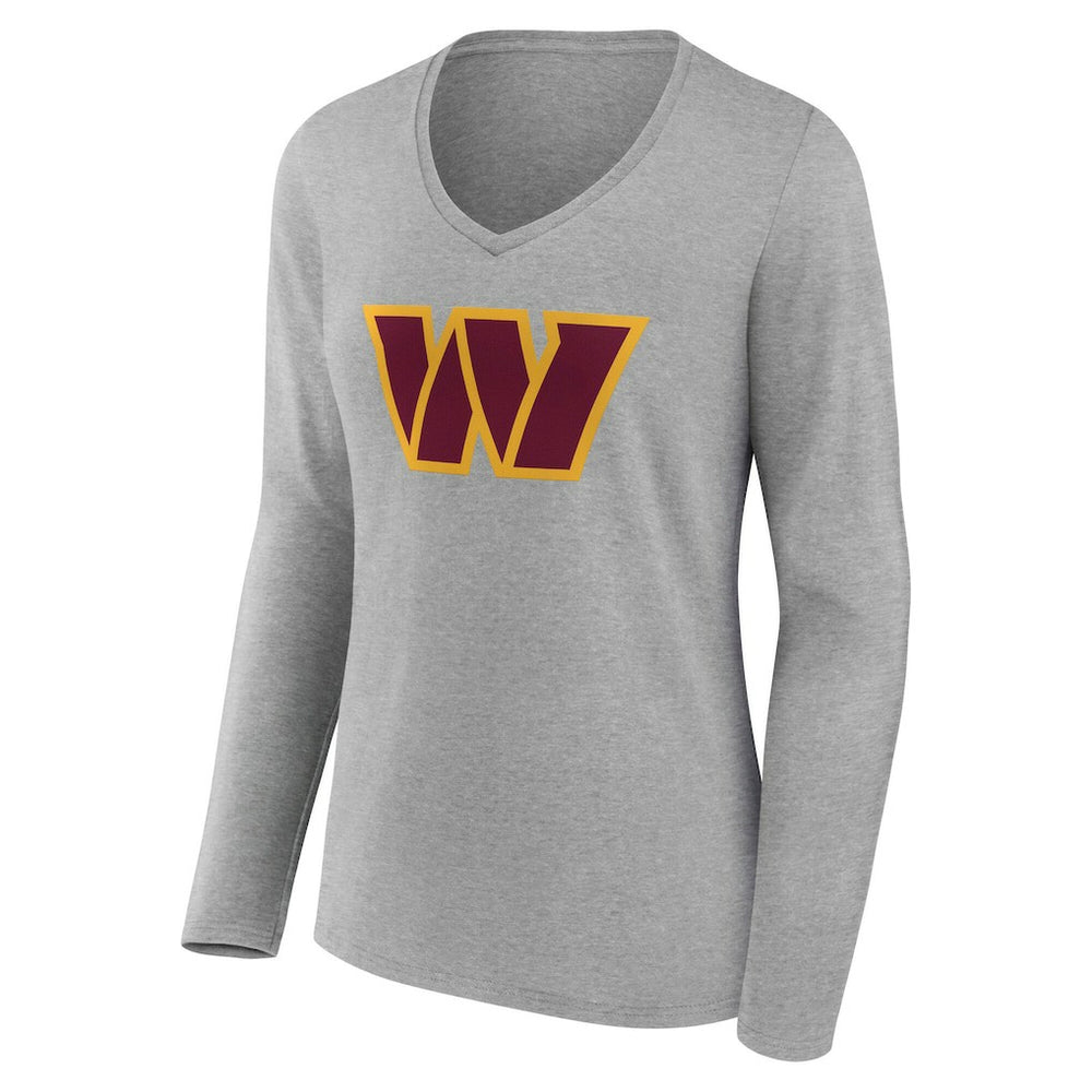 Women's Team Authentic Personalized Name & Number Long Sleeve V-Neck T-Shirt - Washington Commanders
