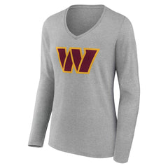Women's Team Authentic Personalized Name & Number Long Sleeve V-Neck T-Shirt - Washington Commanders