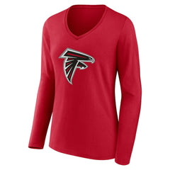Women's Team Authentic Personalized Name & Number Long Sleeve V-Neck T-Shirt - Atlanta Falcons