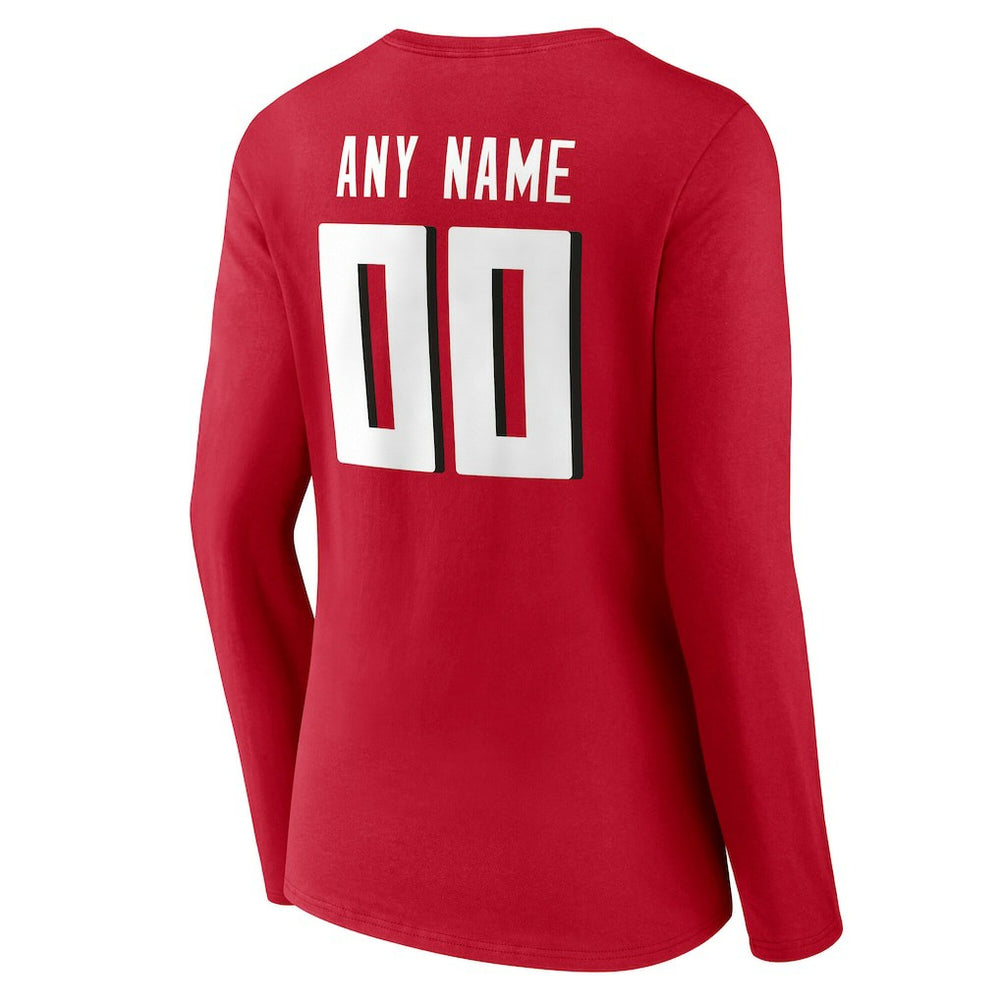 Women's Team Authentic Personalized Name & Number Long Sleeve V-Neck T-Shirt - Atlanta Falcons