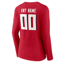 Women's Team Authentic Personalized Name & Number Long Sleeve V-Neck T-Shirt - Atlanta Falcons