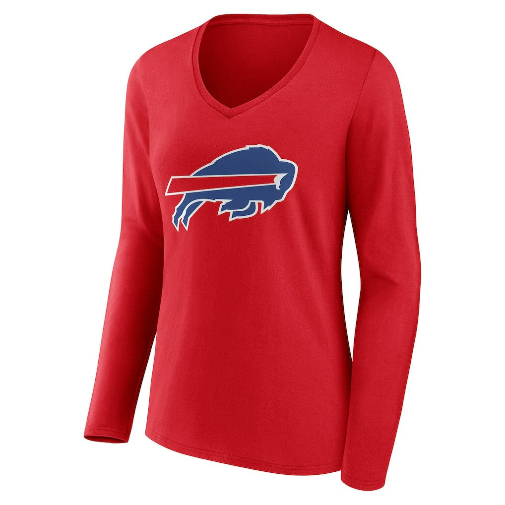 Women's Team Authentic Personalized Name & Number Long Sleeve V-Neck T-Shirt - Buffalo Bills