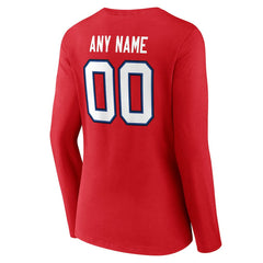 Women's Team Authentic Personalized Name & Number Long Sleeve V-Neck T-Shirt - Buffalo Bills