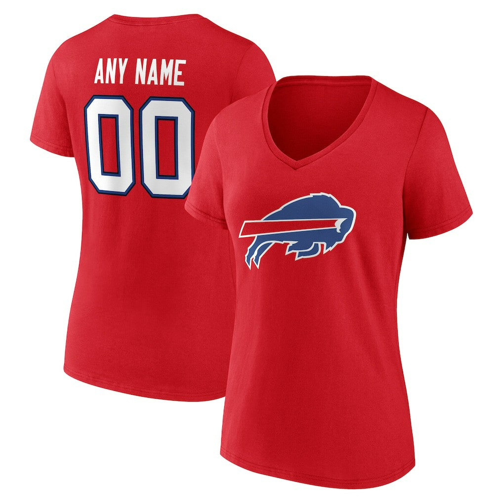 Women's Team Authentic Personalized Name & Number V-Neck T-Shirt - Buffalo Bills