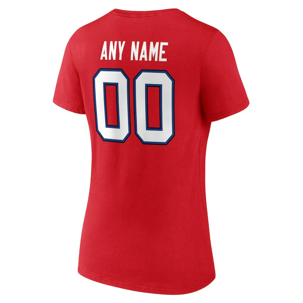 Women's Team Authentic Personalized Name & Number V-Neck T-Shirt - Buffalo Bills