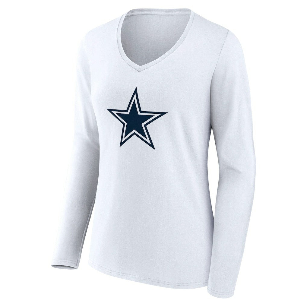 Women's Team Authentic Personalized Name & Number Long Sleeve V-Neck T-Shirt - Dallas Cowboys