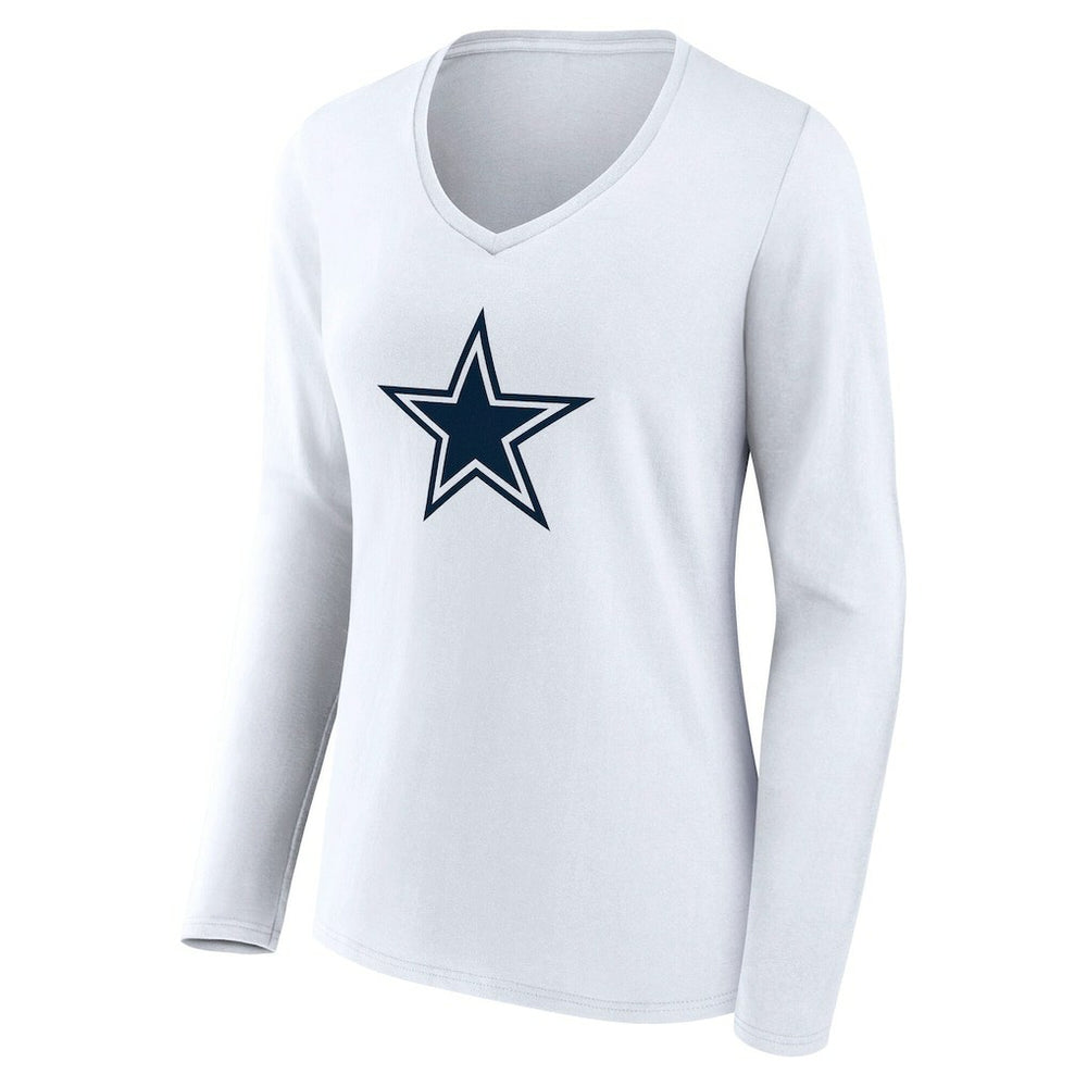 Women's Team Authentic Personalized Name & Number Long Sleeve V-Neck T-Shirt - Dallas Cowboys