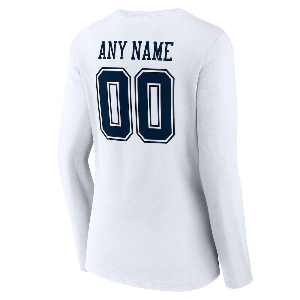 Women's Team Authentic Personalized Name & Number Long Sleeve V-Neck T-Shirt - Dallas Cowboys