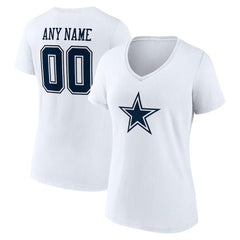 Women's Team Authentic Personalized Name & Number V-Neck T-Shirt - Dallas Cowboys