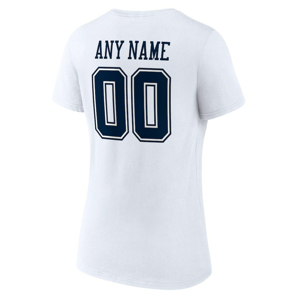 Women's Team Authentic Personalized Name & Number V-Neck T-Shirt - Dallas Cowboys