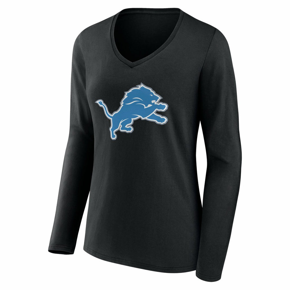 Women's Team Authentic Personalized Name & Number Long Sleeve V-Neck T-Shirt - Detroit Lions