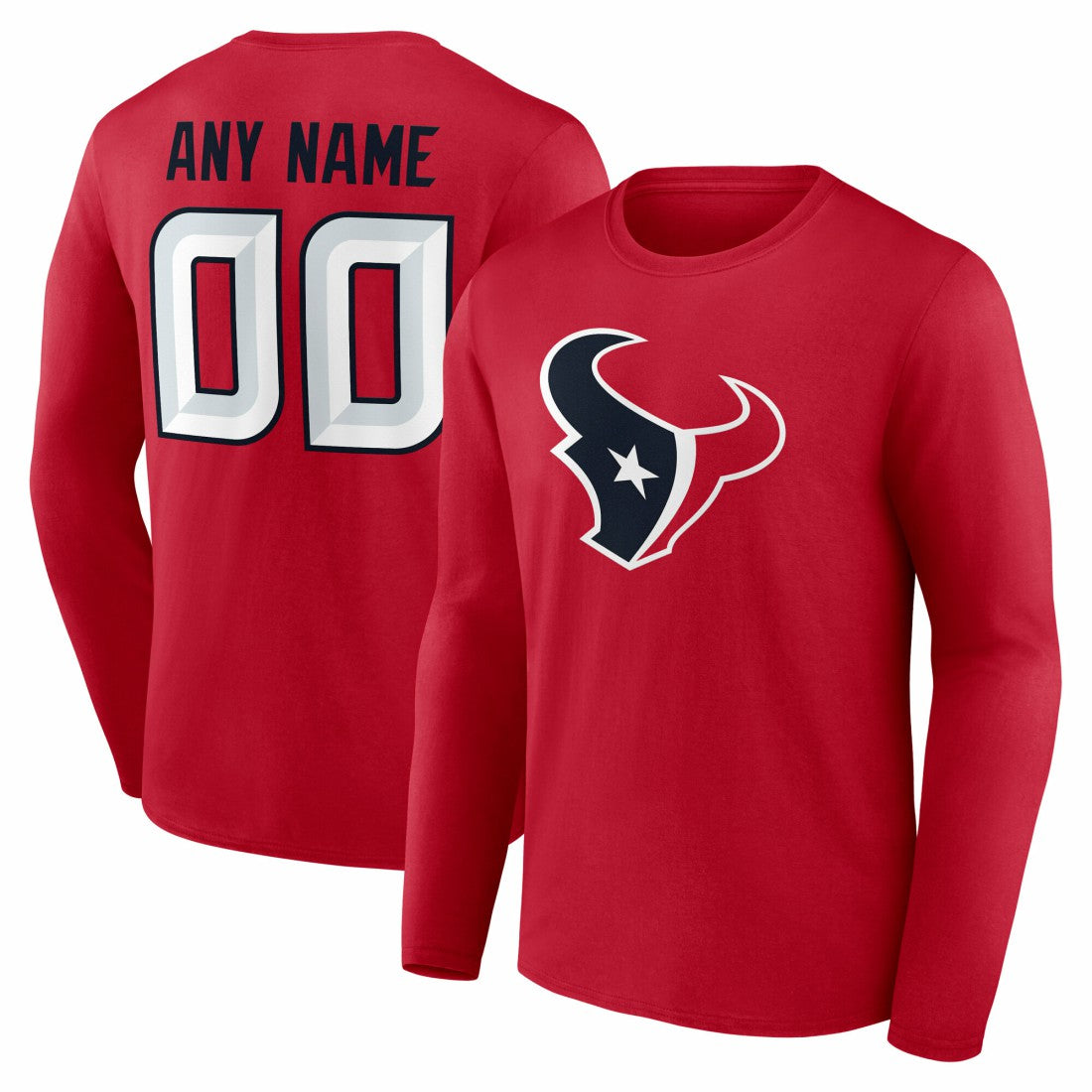 Team Authentic Personalized Name & Number Long Sleeve T-Shirt - Houston Texans