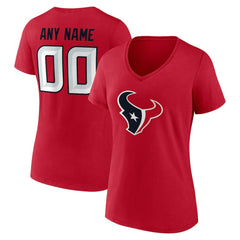 Women's Team Authentic Personalized Name & Number V-Neck T-Shirt - Houston Texans