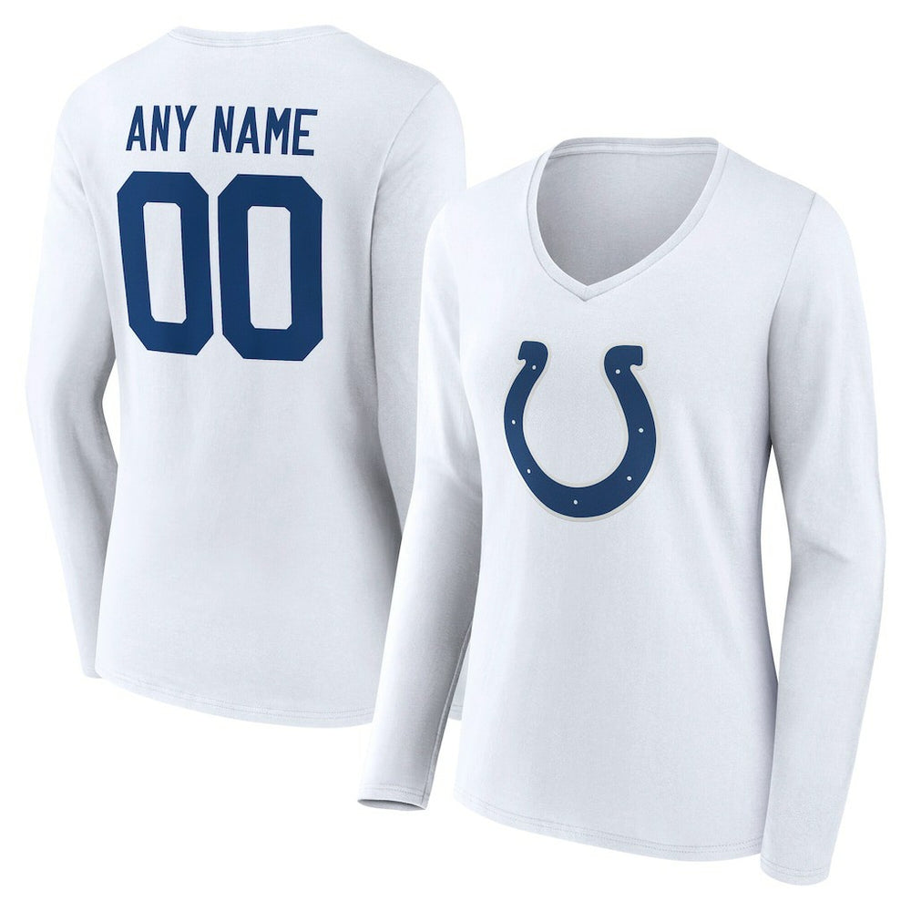 Women's Team Authentic Personalized Name & Number Long Sleeve V-Neck T-Shirt - Indianapolis Colts