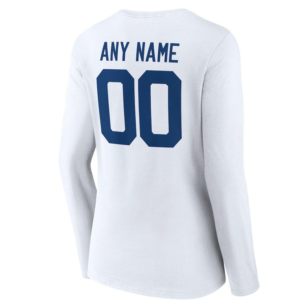 Women's Team Authentic Personalized Name & Number Long Sleeve V-Neck T-Shirt - Indianapolis Colts