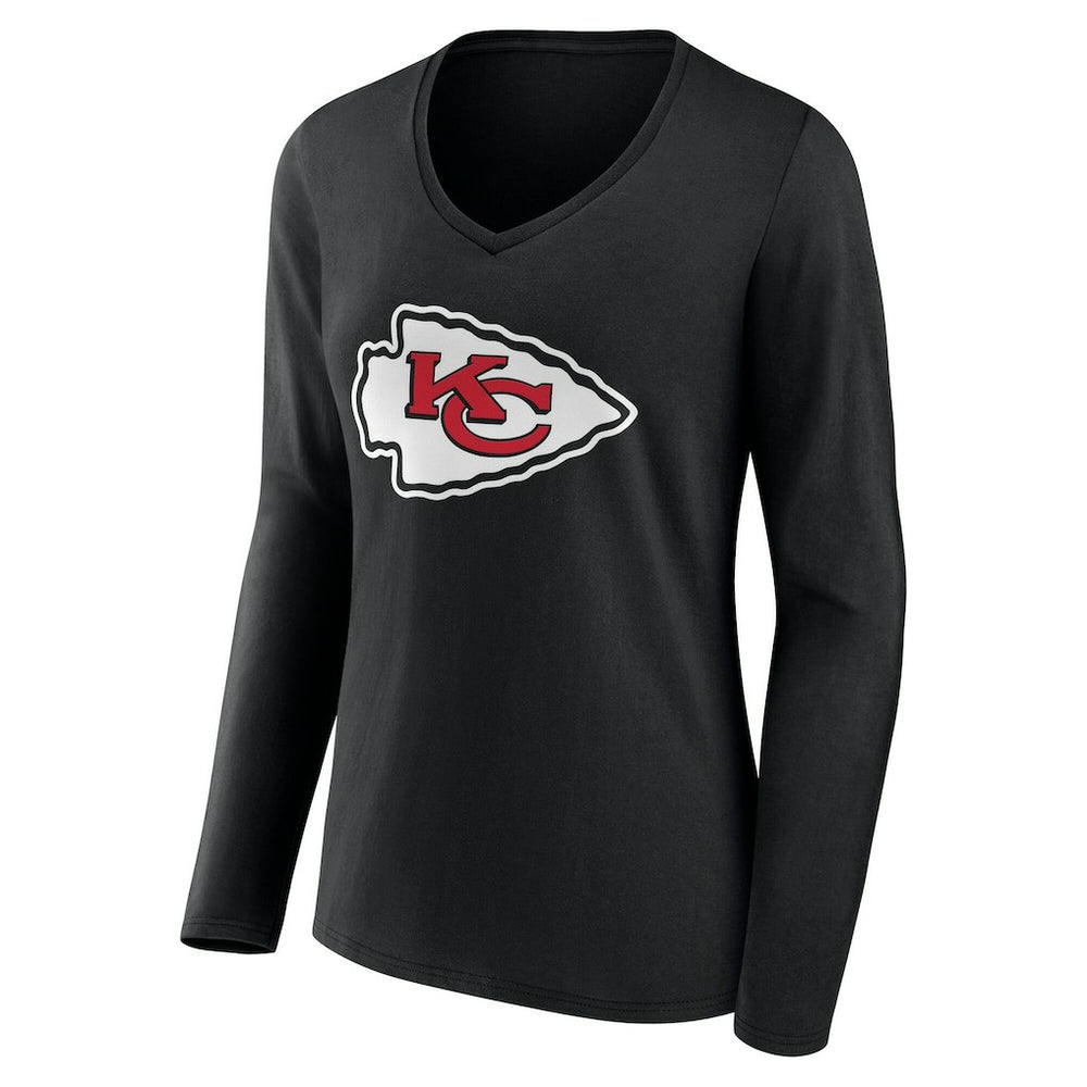 Women's Team Authentic Personalized Name & Number Long Sleeve V-Neck T-Shirt - Kansas City Chiefs