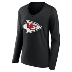 Women's Team Authentic Personalized Name & Number Long Sleeve V-Neck T-Shirt - Kansas City Chiefs