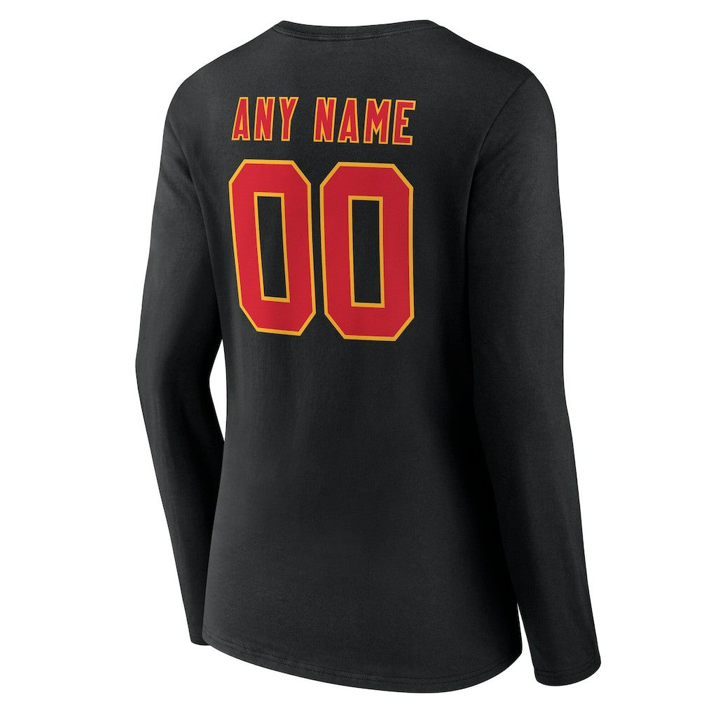 Women's Team Authentic Personalized Name & Number Long Sleeve V-Neck T-Shirt - Kansas City Chiefs