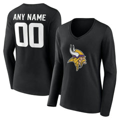 Women's Team Authentic Personalized Name & Number Long Sleeve V-Neck T-Shirt - Minnesota Vikings