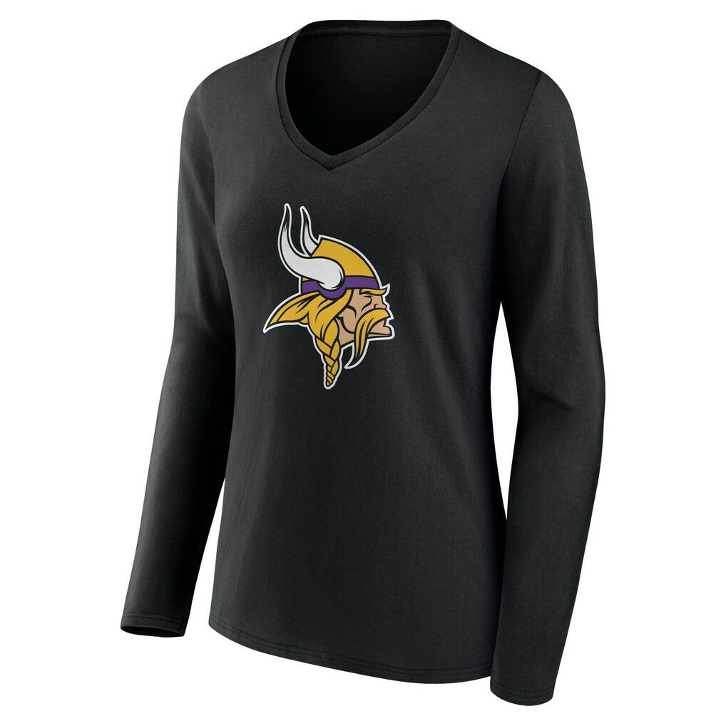 Women's Team Authentic Personalized Name & Number Long Sleeve V-Neck T-Shirt - Minnesota Vikings