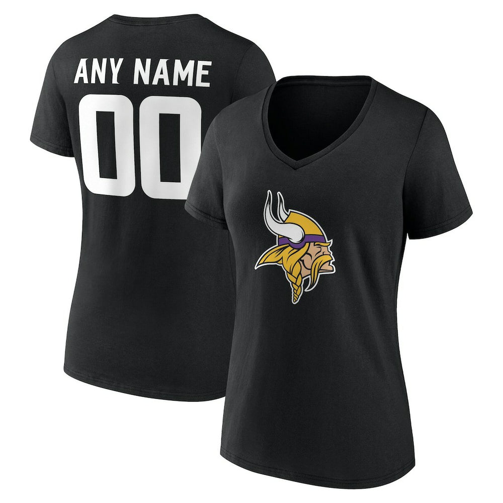 Women's Team Authentic Personalized Name & Number V-Neck T-Shirt - Minnesota Vikings