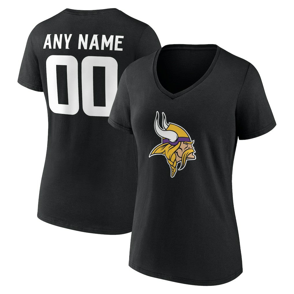 Women's Team Authentic Personalized Name & Number V-Neck T-Shirt - Minnesota Vikings