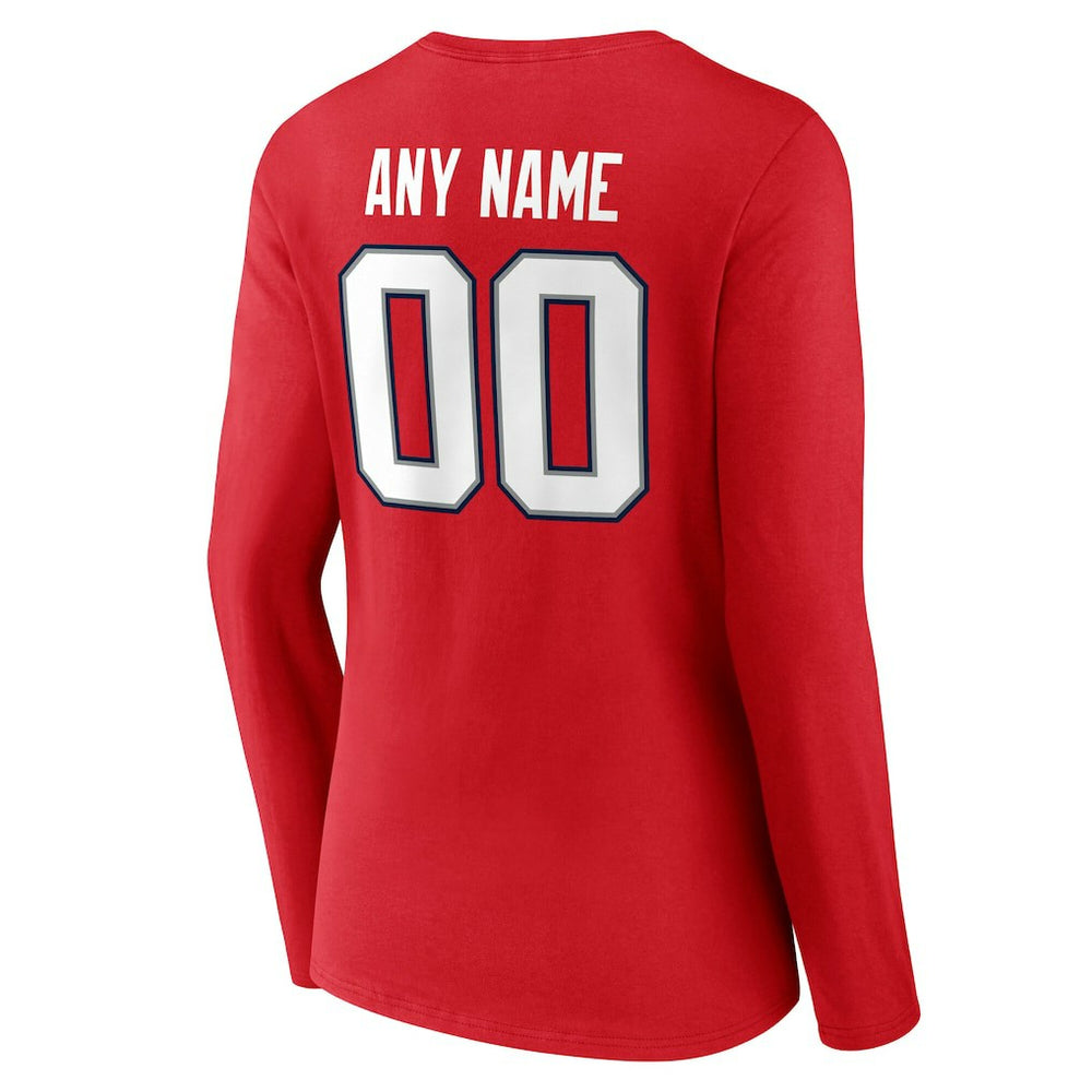 Women's Team Authentic Personalized Name & Number Long Sleeve V-Neck T-Shirt - New England Patriots