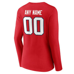 Women's Team Authentic Personalized Name & Number Long Sleeve V-Neck T-Shirt - New England Patriots