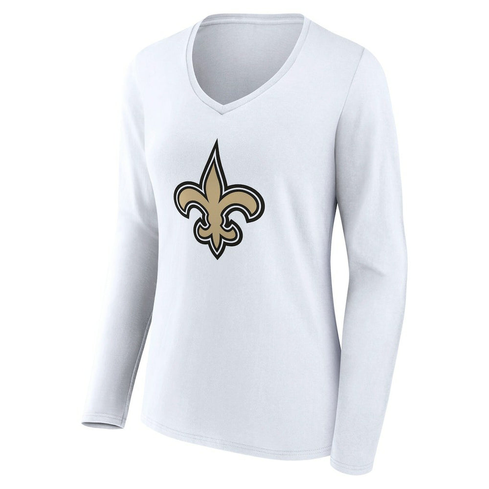 Women's Team Authentic Personalized Name & Number Long Sleeve V-Neck T-Shirt - New Orleans Saints
