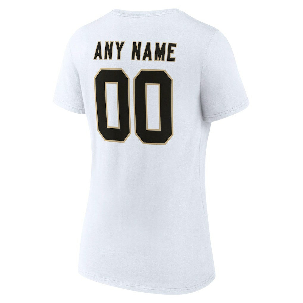 Women's Team Authentic Personalized Name & Number V-Neck T-Shirt - New Orleans Saints