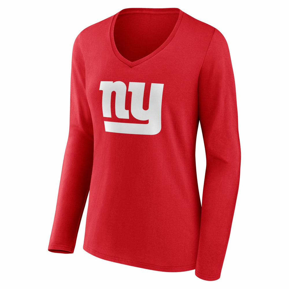 Women's Team Authentic Personalized Name & Number Long Sleeve V-Neck T-Shirt - New York Giants