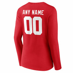 Women's Team Authentic Personalized Name & Number Long Sleeve V-Neck T-Shirt - New York Giants