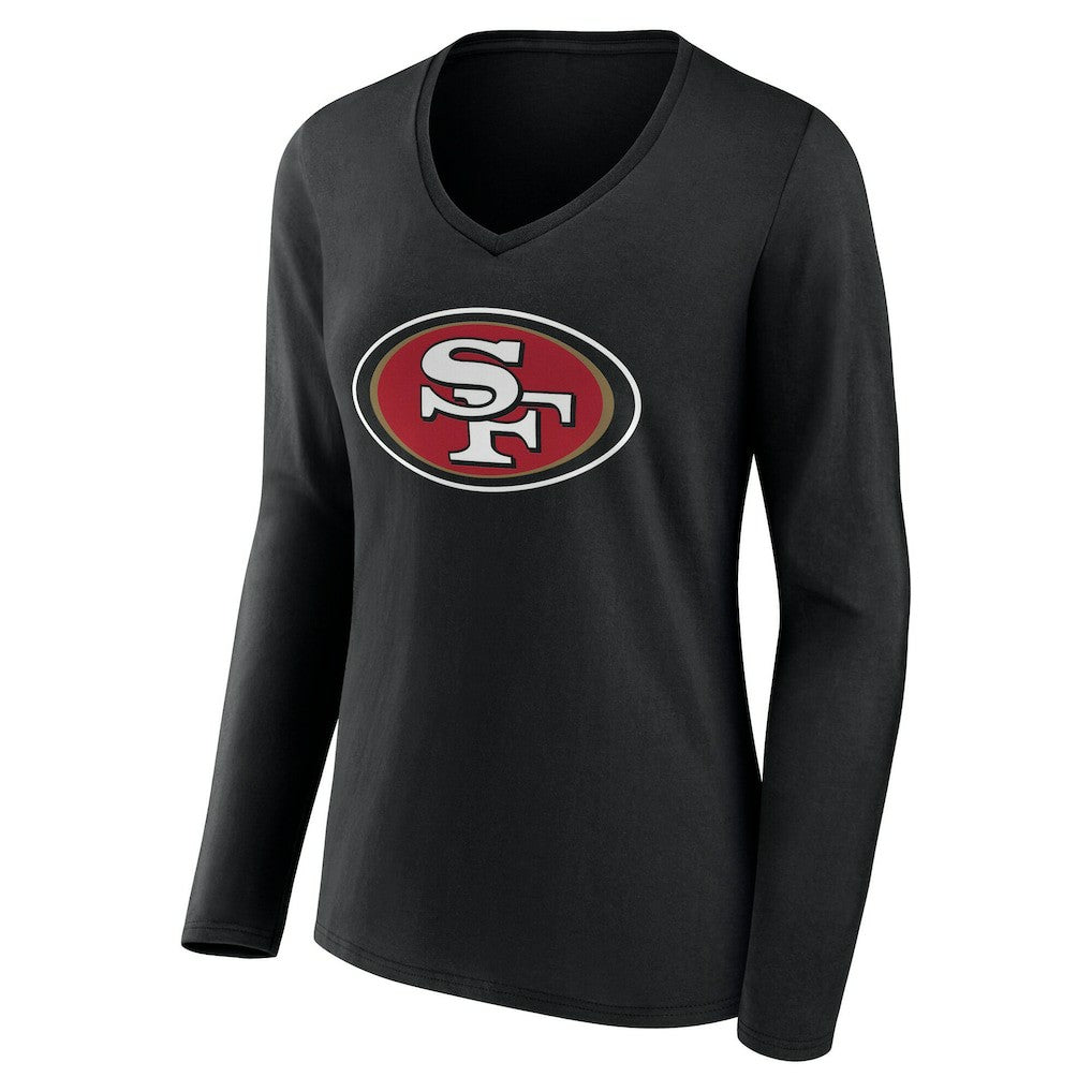 Women's Team Authentic Personalized Name & Number Long Sleeve V-Neck T-Shirt - San Francisco 49ers